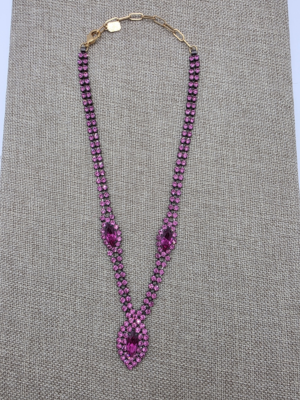 Elizabeth Cole Sparkling Pink Crystal Pendant Necklace